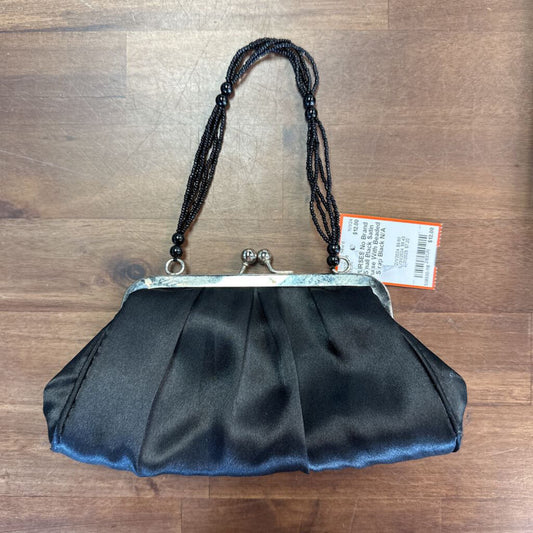 Small Black Satin Purse With Beaded Strap