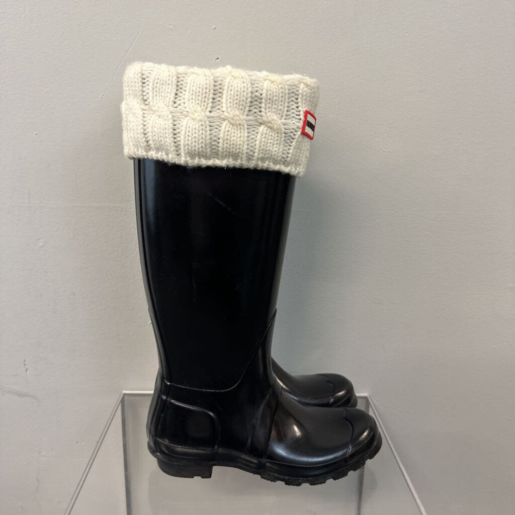 Hunter Black Original Tall Gloss Rain Boots With Sweater Insert 7