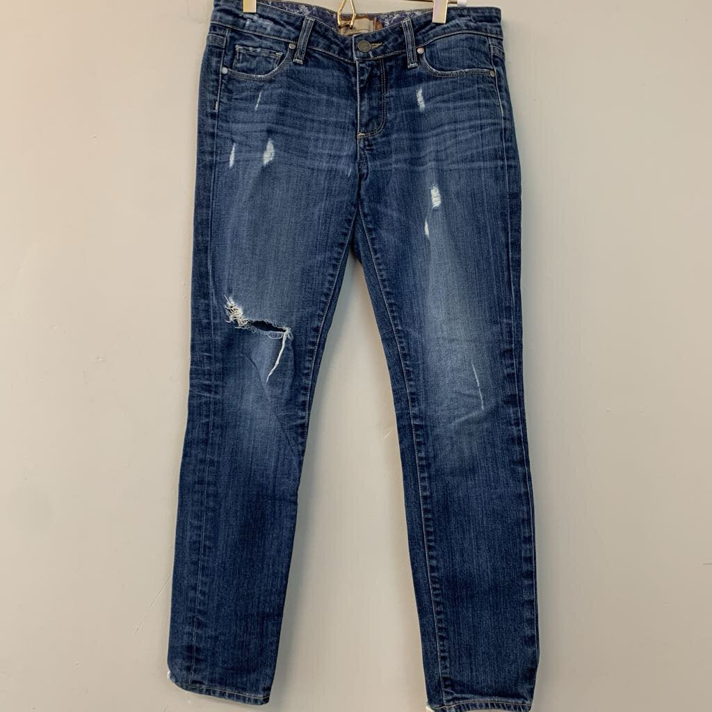 Paige Medium Wash Skyline Ankle Jeans 27