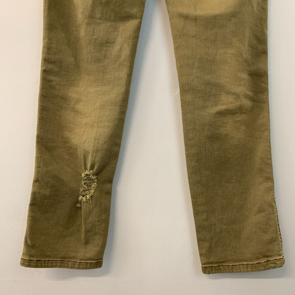 Free People Green Distressed Denim Skinny Pants 4