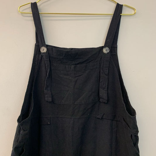 Black Cotton/ Linen Blend Overalls 3XL