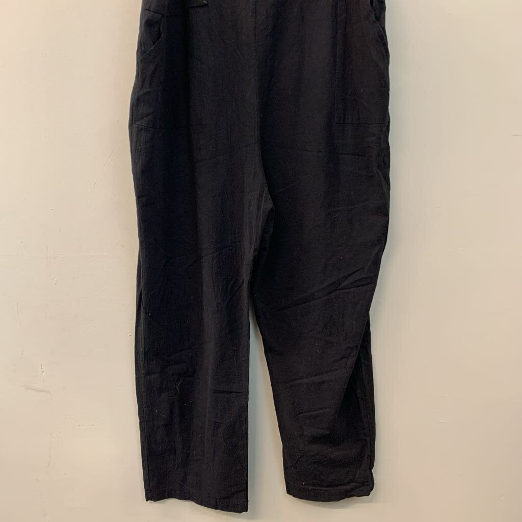 Black Cotton/ Linen Blend Overalls 3XL