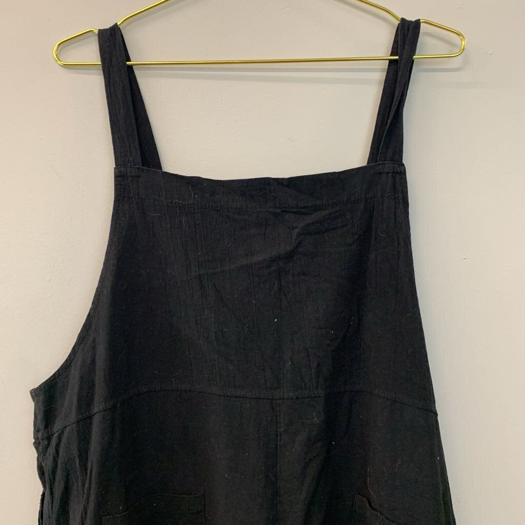 Black Cotton/ Linen Blend Overalls 3XL