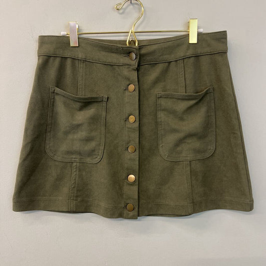 Altar'd State Green Suede Button Front Mini Skirt Medium