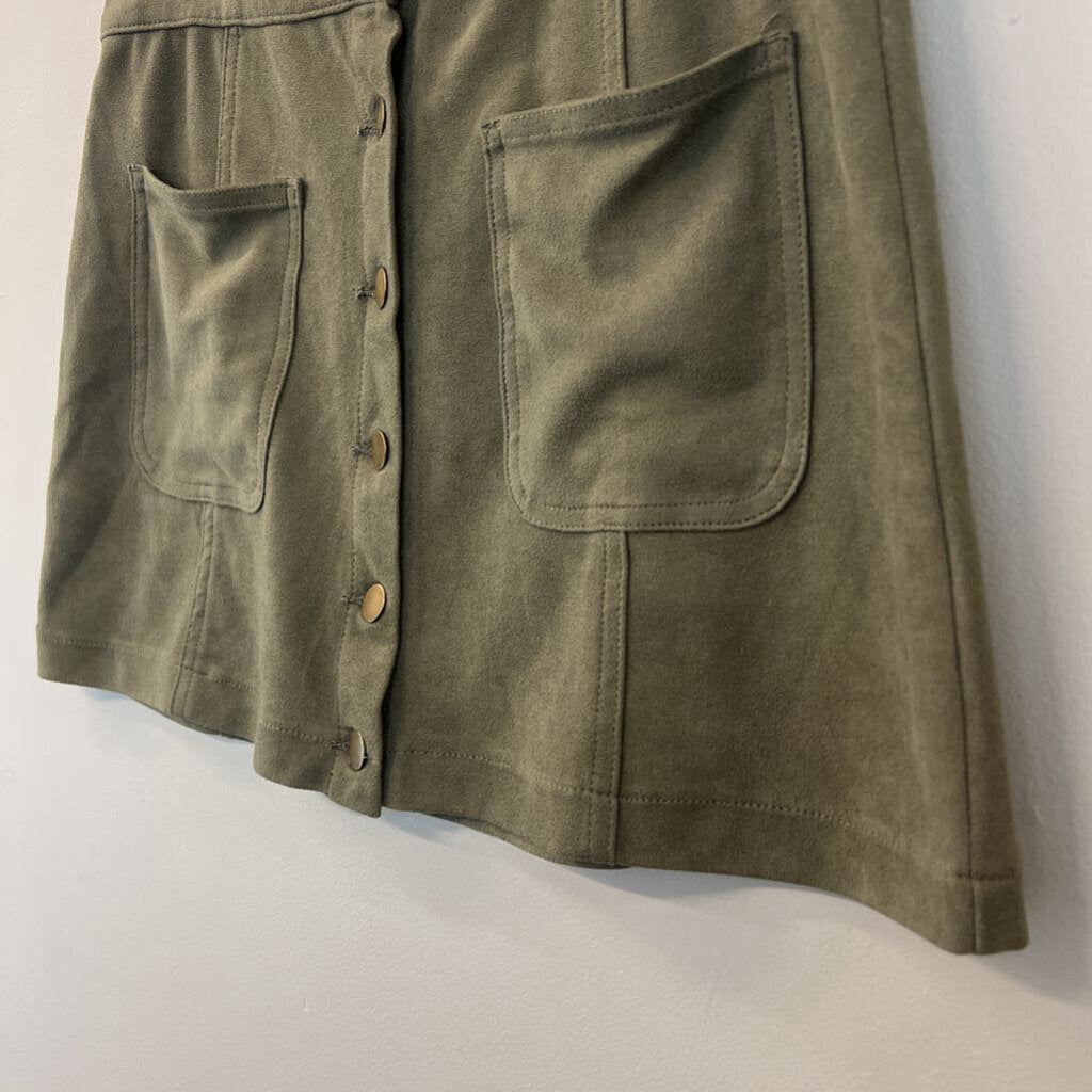 Altar'd State Green Suede Button Front Mini Skirt Medium