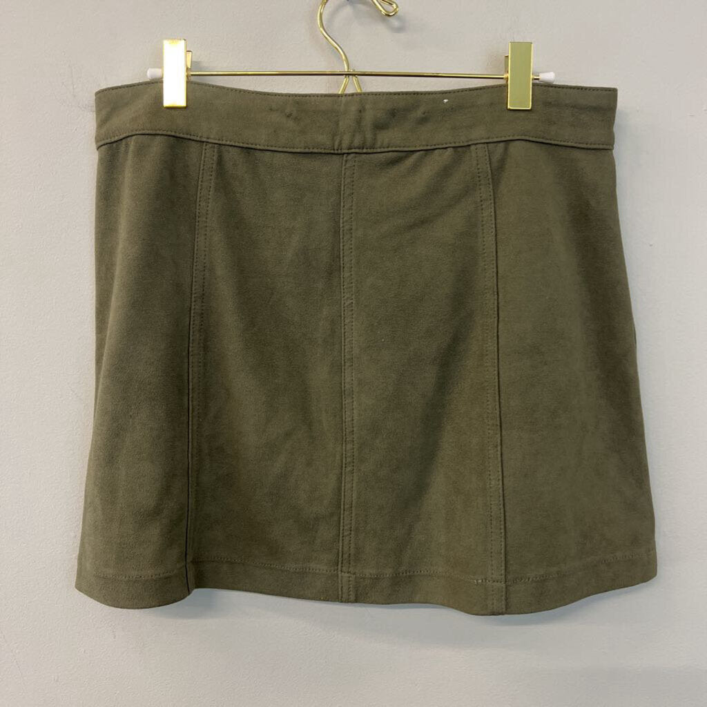 Altar'd State Green Suede Button Front Mini Skirt Medium