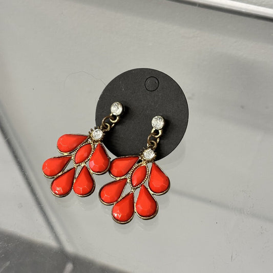 Red Stone/ Rhinestone Drop Earrings