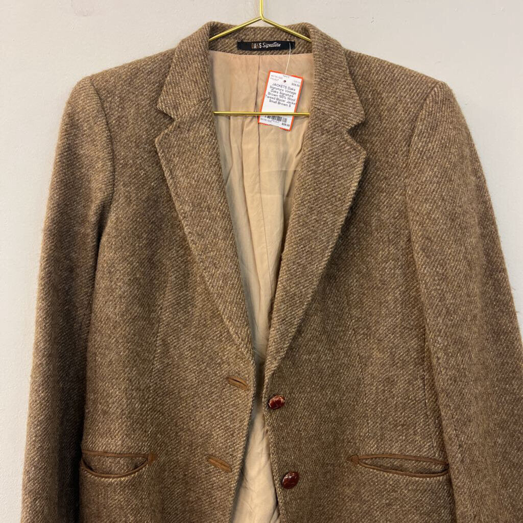 Vintage Daks Signature Brown 100% Wool Tweed Blazer Jacket Small