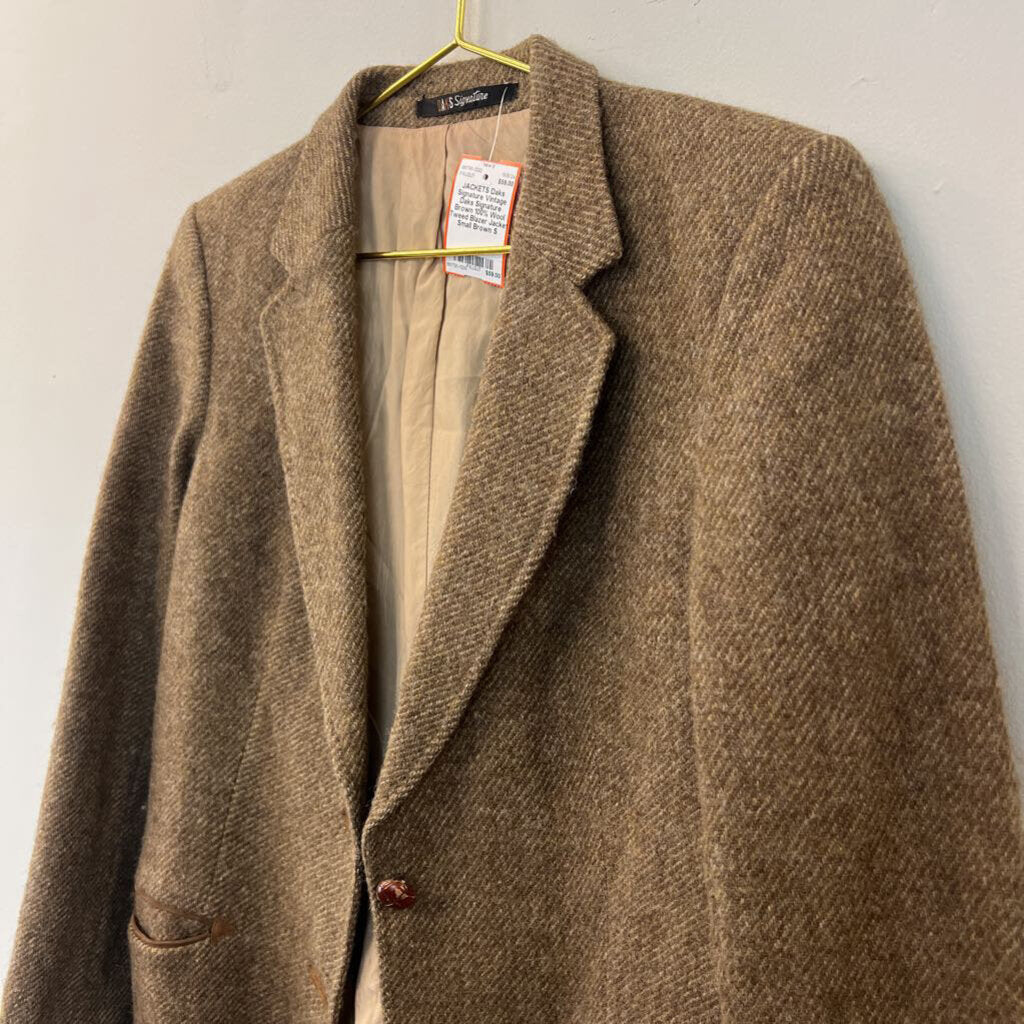 Vintage Daks Signature Brown 100% Wool Tweed Blazer Jacket Small