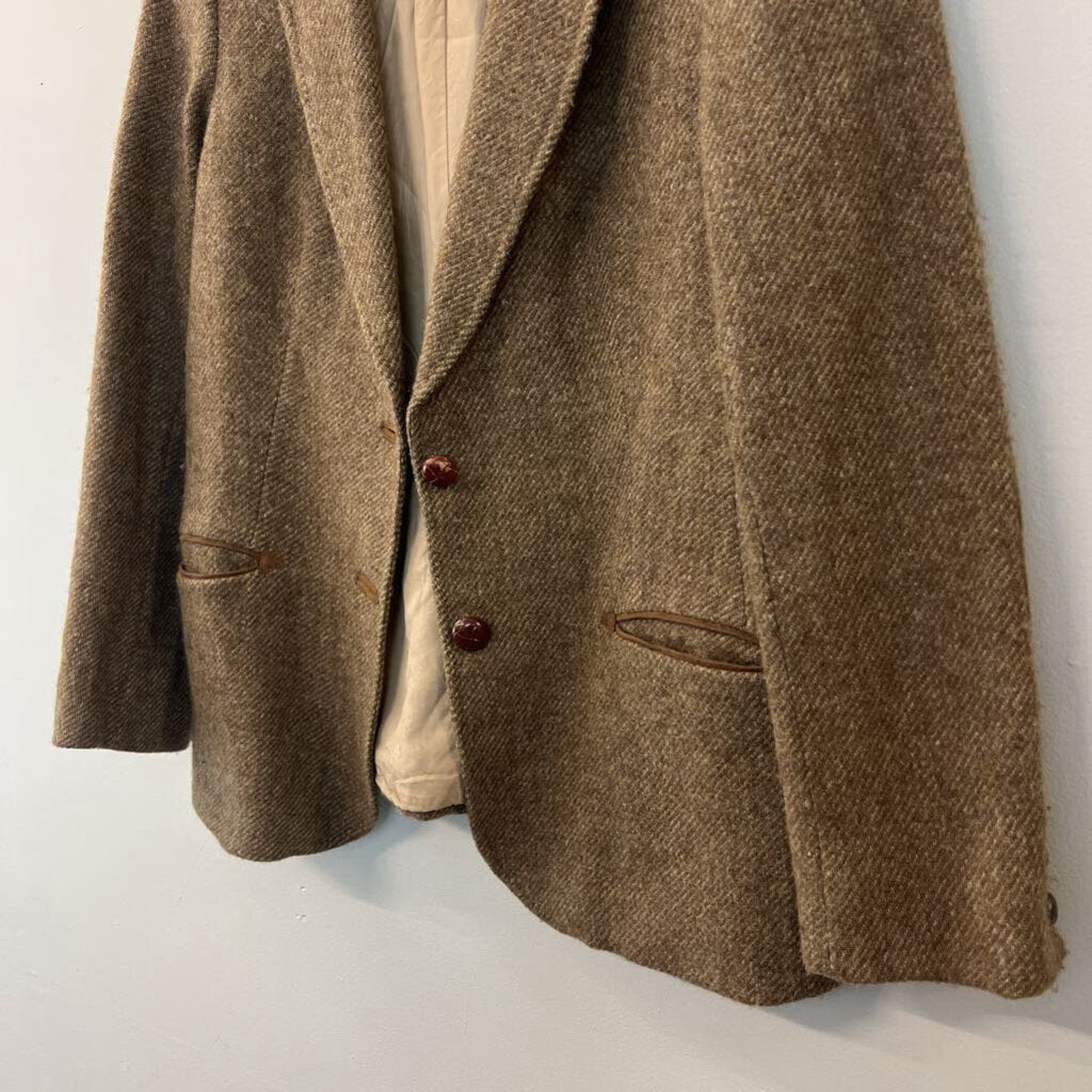 Vintage Daks Signature Brown 100% Wool Tweed Blazer Jacket Small