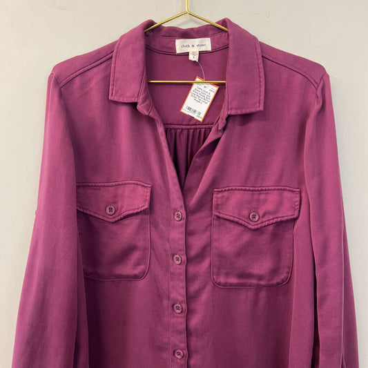 Cloth and Stone Purple Soft Long Sleeve Button Down Top Large