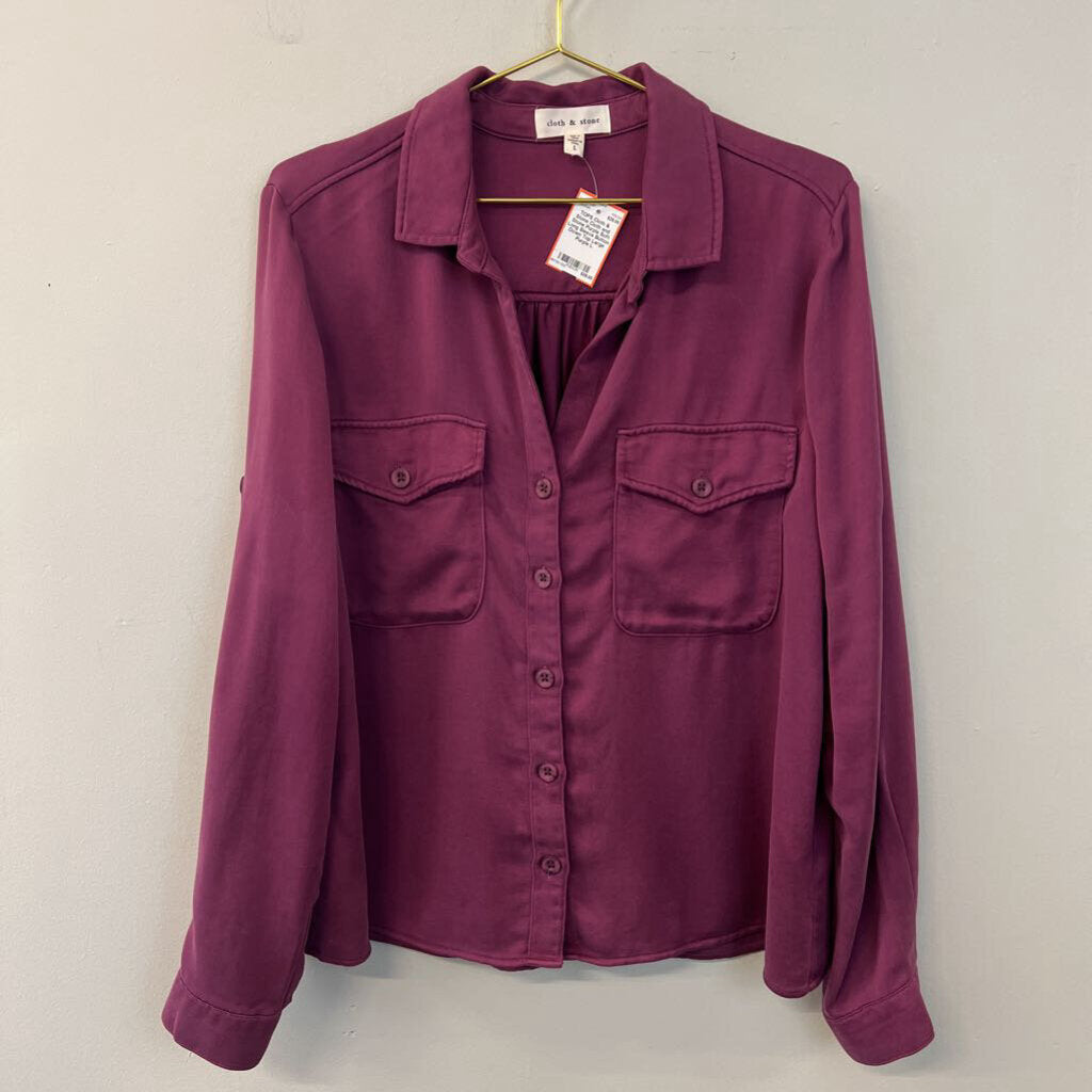 Cloth and Stone Purple Soft Long Sleeve Button Down Top Large