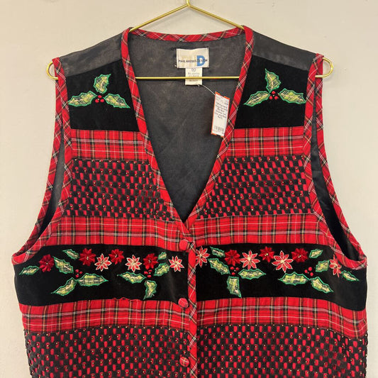 Vintage Paul Harris REd/ Black Christmas Vest Extra Large