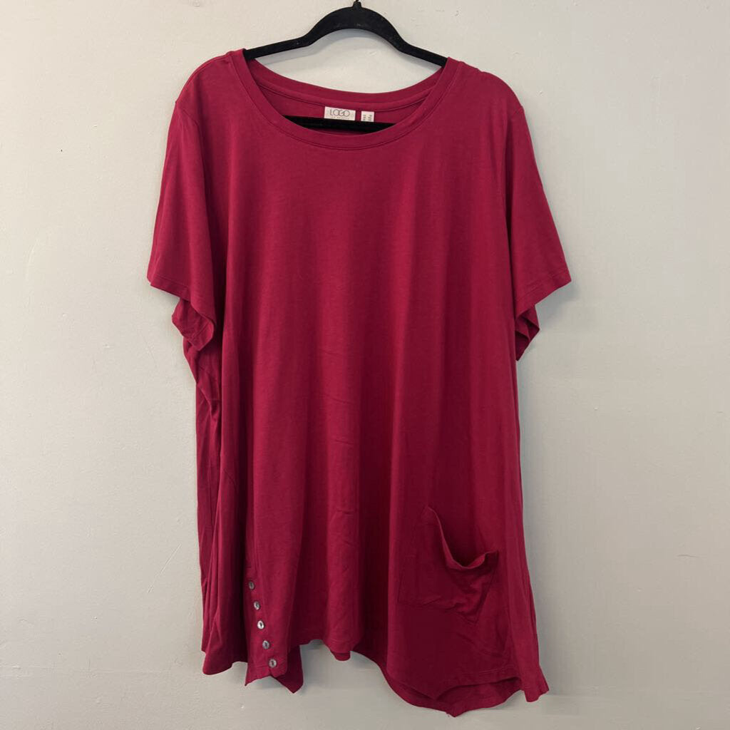 Lori Goldstein Maroon Short Sleeve Top 3X