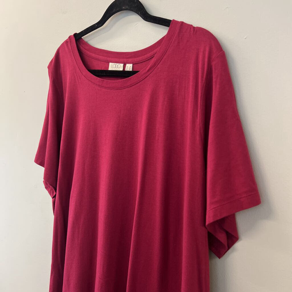 Lori Goldstein Maroon Short Sleeve Top 3X