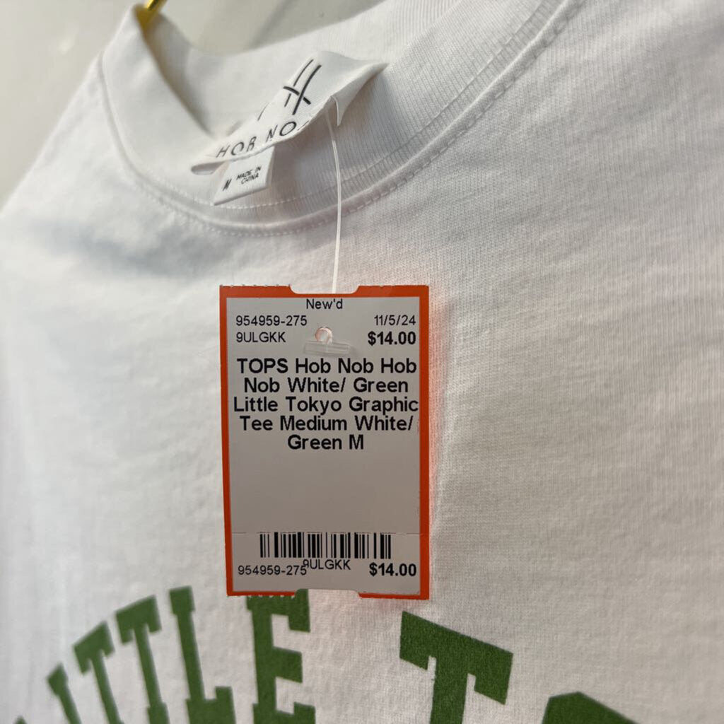 Hob Nob White/ Green Little Tokyo Graphic Tee Medium