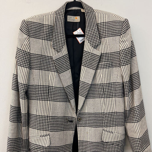 Vintage Liz Claiborne Black/ Cream Houdstooth Blazer Jacket 10