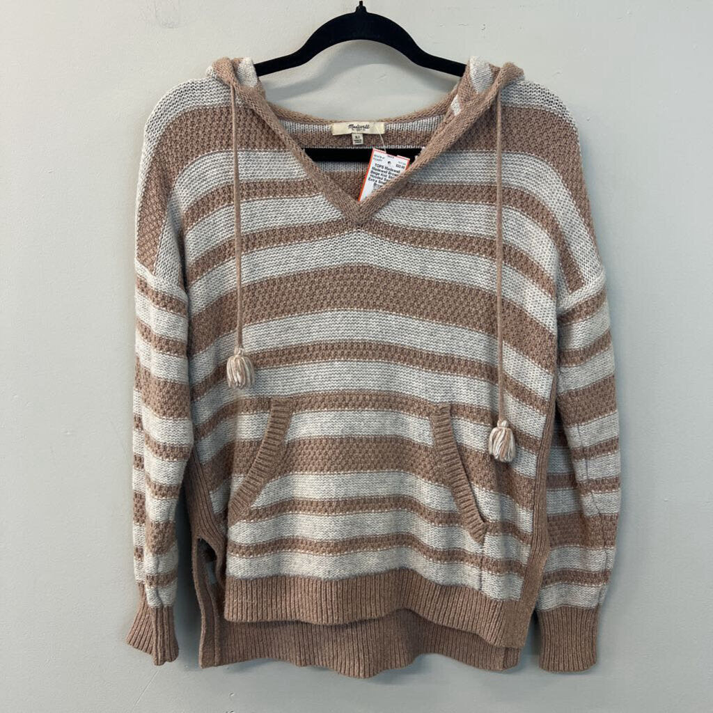 Madewell Brown/ Beige Knit Striped Hooded Sweater Extra Small