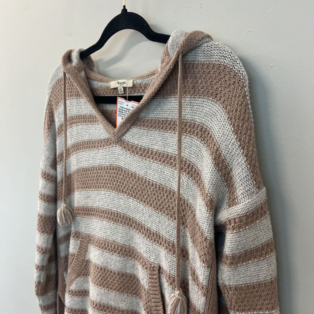 Madewell Brown/ Beige Knit Striped Hooded Sweater Extra Small