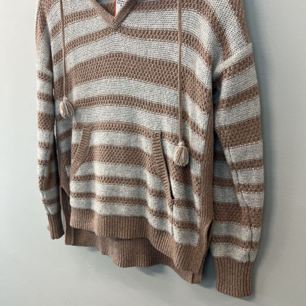 Madewell Brown/ Beige Knit Striped Hooded Sweater Extra Small