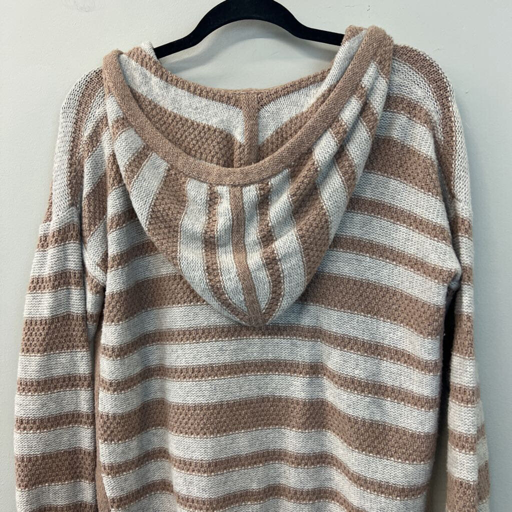 Madewell Brown/ Beige Knit Striped Hooded Sweater Extra Small