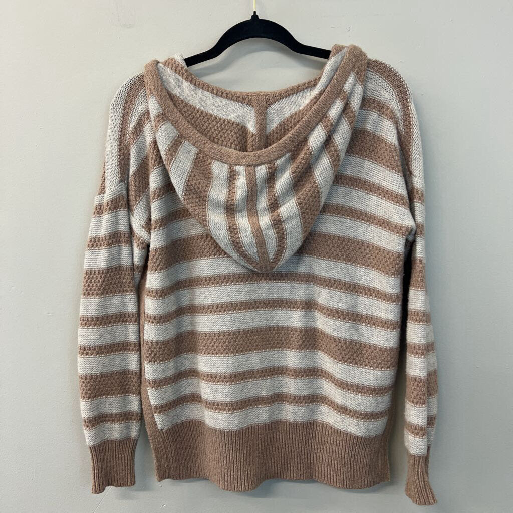 Madewell Brown/ Beige Knit Striped Hooded Sweater Extra Small