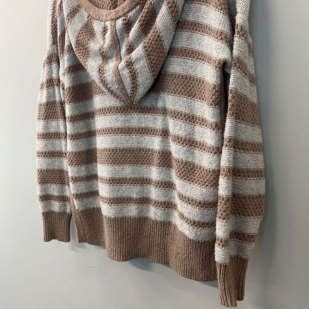 Madewell Brown/ Beige Knit Striped Hooded Sweater Extra Small