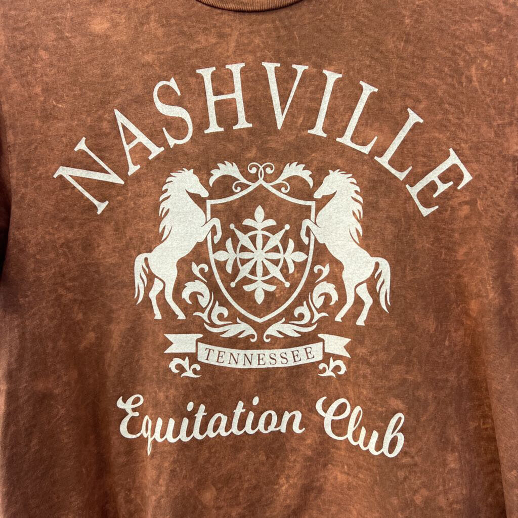 Social Culture Brown Nashville Equitation Club Graphic Tee Small