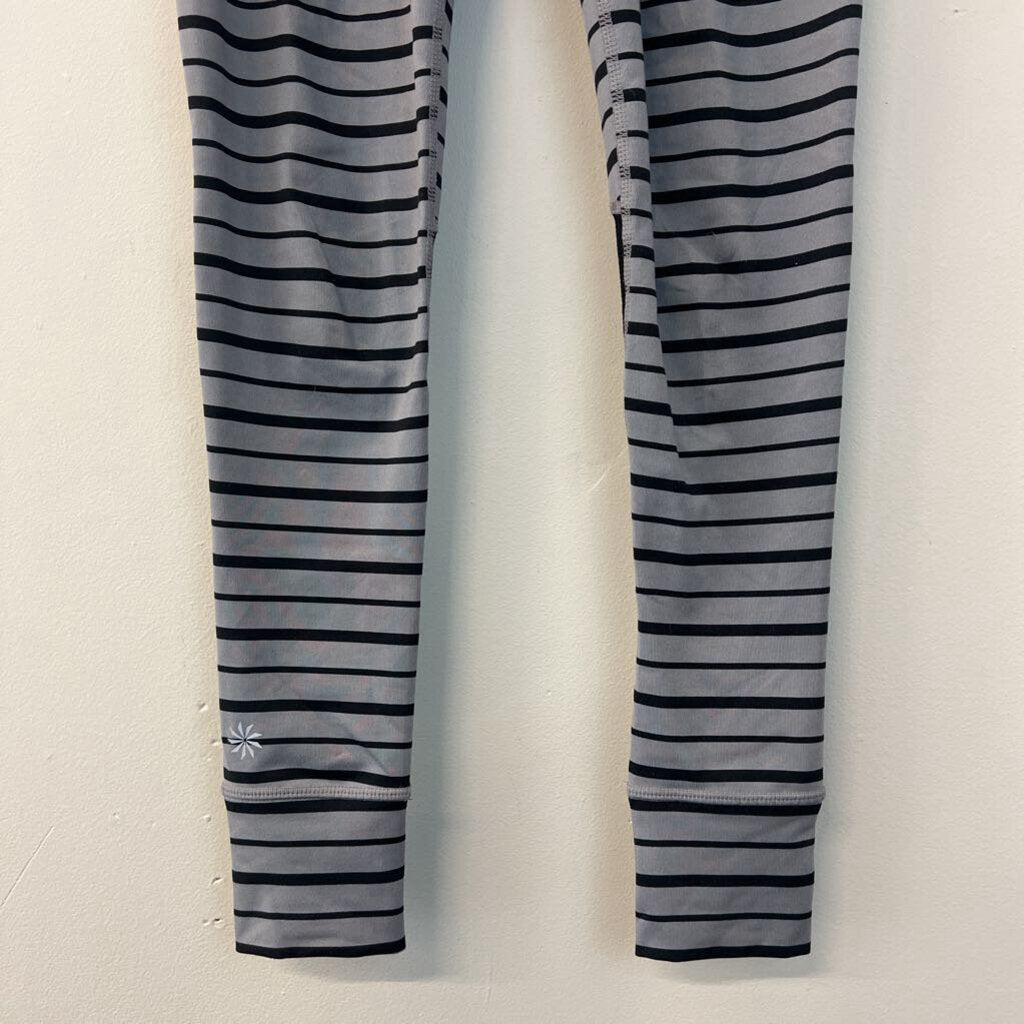 Athleta Grey/ Black Striped Cropped Athletic Leggings XXSP