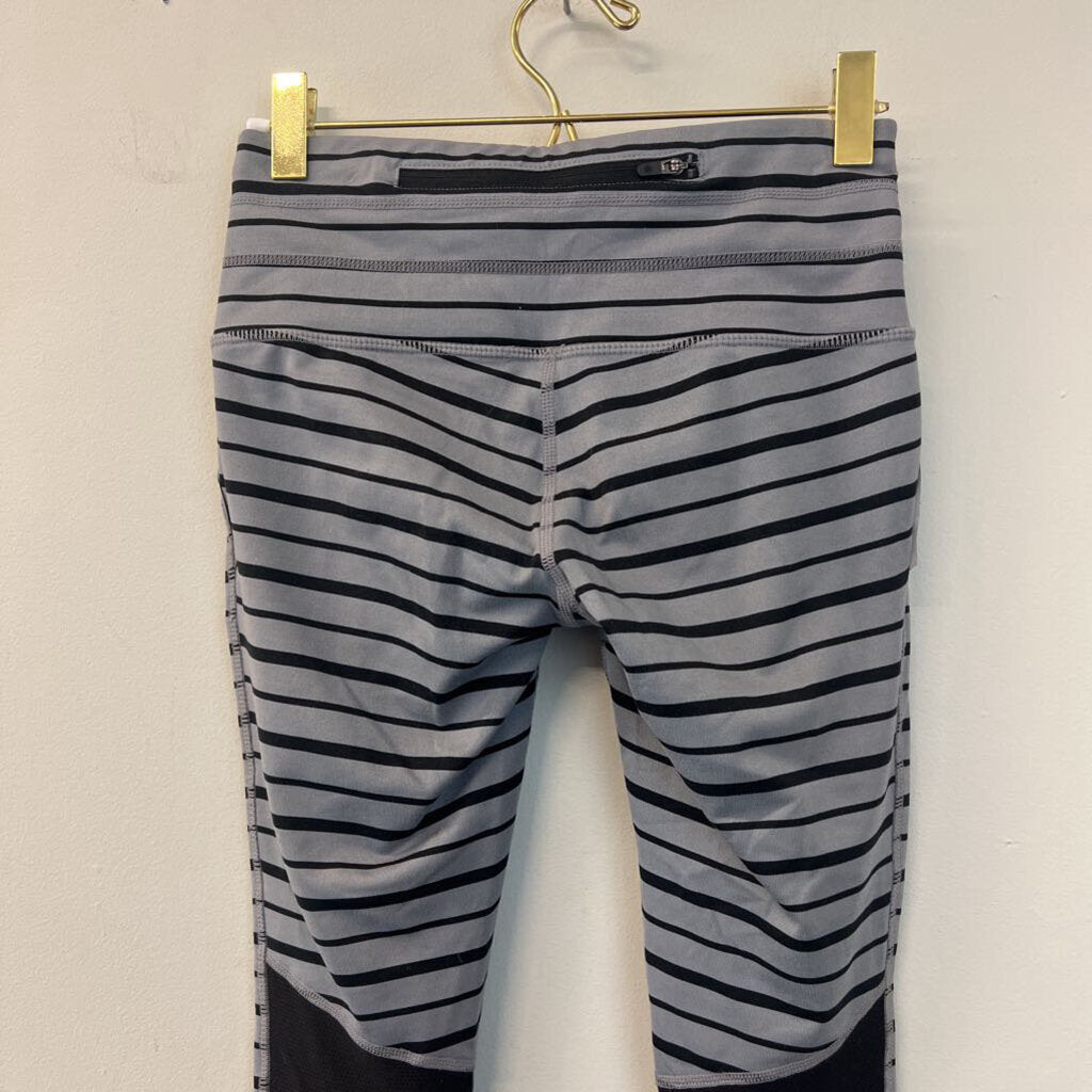 Athleta Grey/ Black Striped Cropped Athletic Leggings XXSP