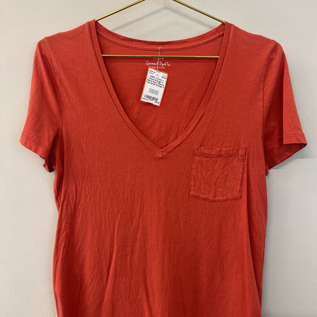 J Crew Orange V Neck Short Sleeve Top Small