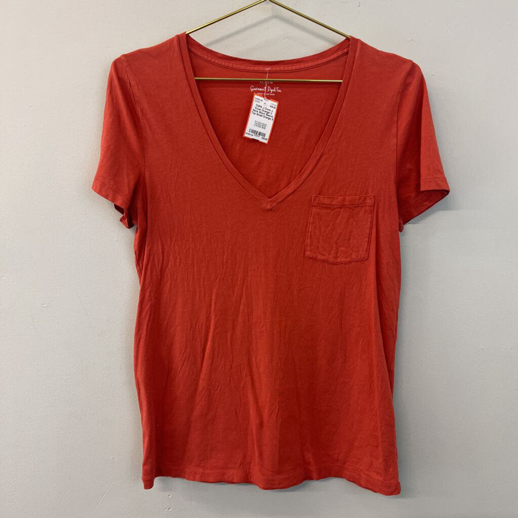 J Crew Orange V Neck Short Sleeve Top Small