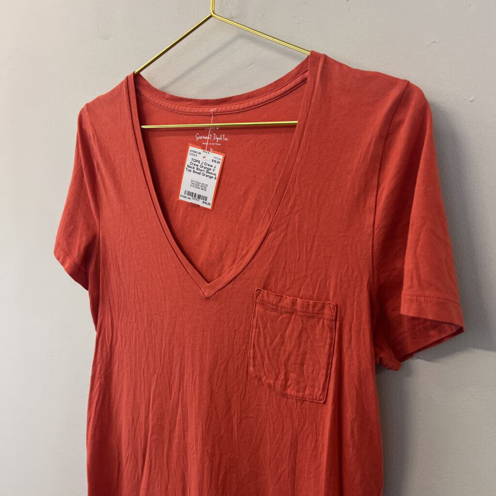 J Crew Orange V Neck Short Sleeve Top Small