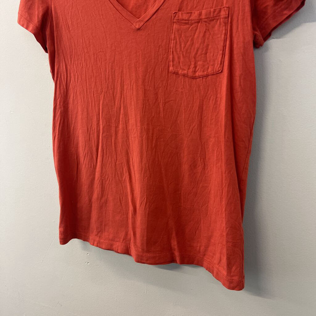 J Crew Orange V Neck Short Sleeve Top Small