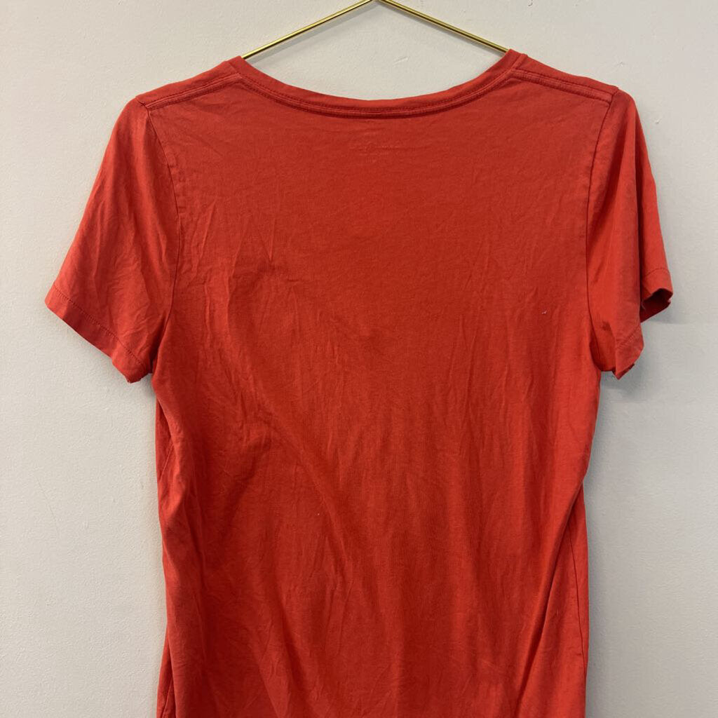 J Crew Orange V Neck Short Sleeve Top Small