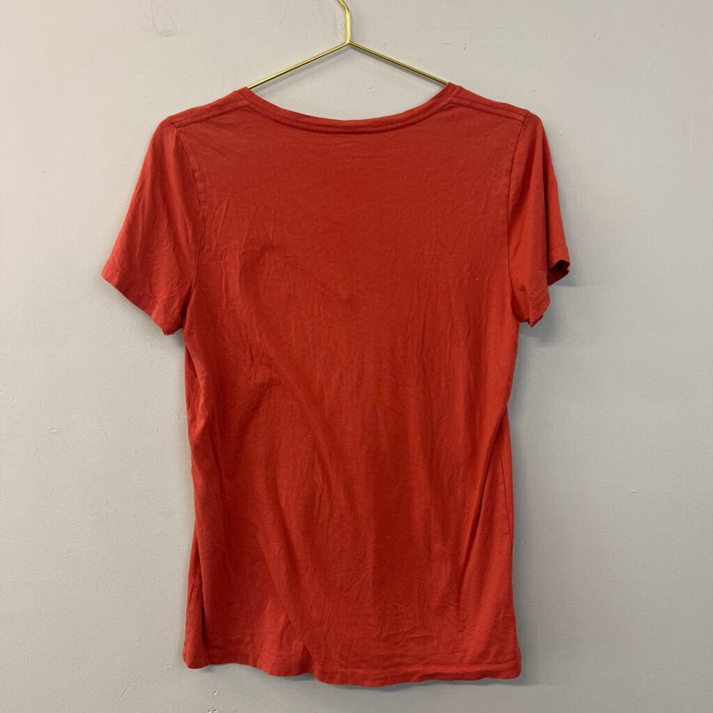 J Crew Orange V Neck Short Sleeve Top Small