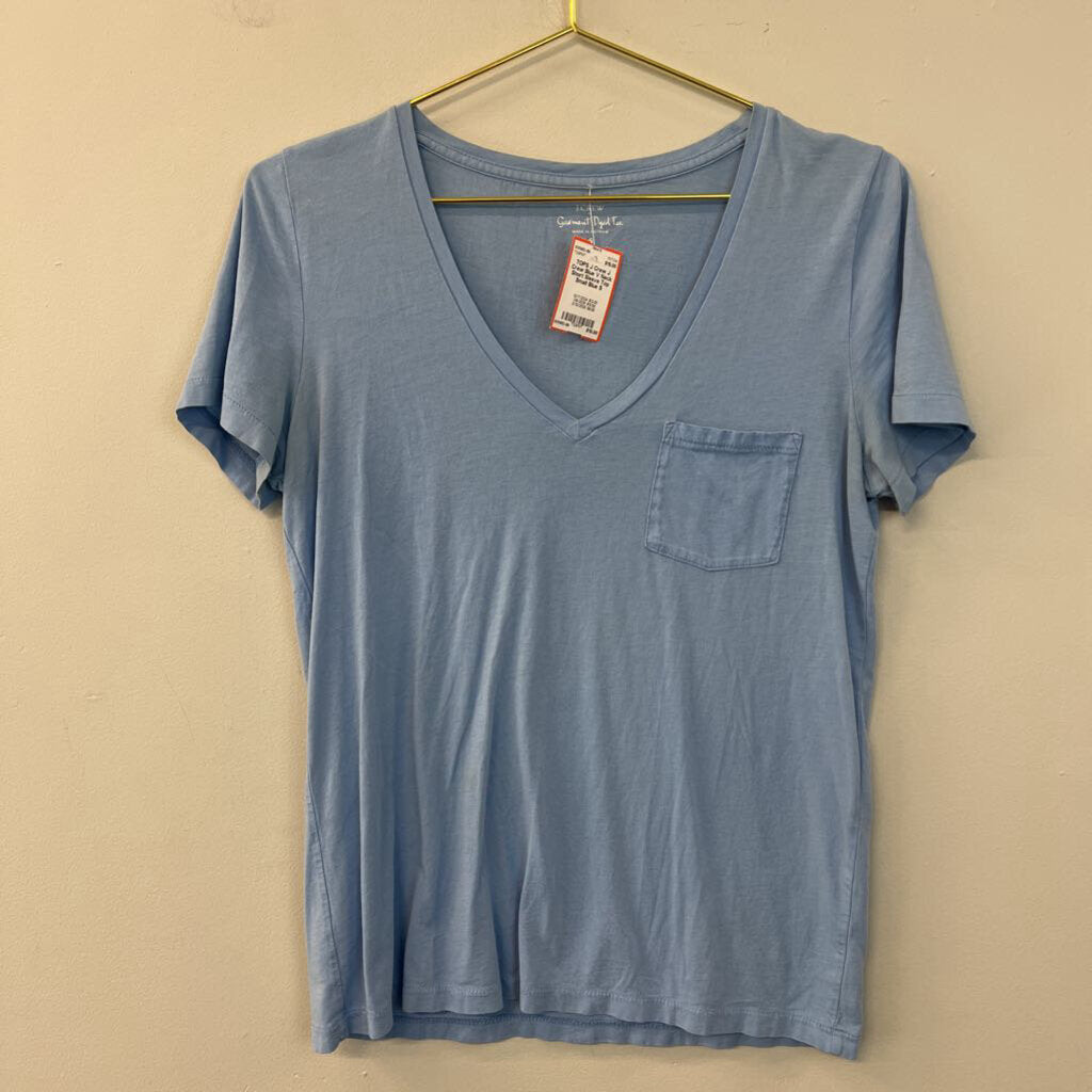 J Crew Blue V Neck Short Sleeve Top Small