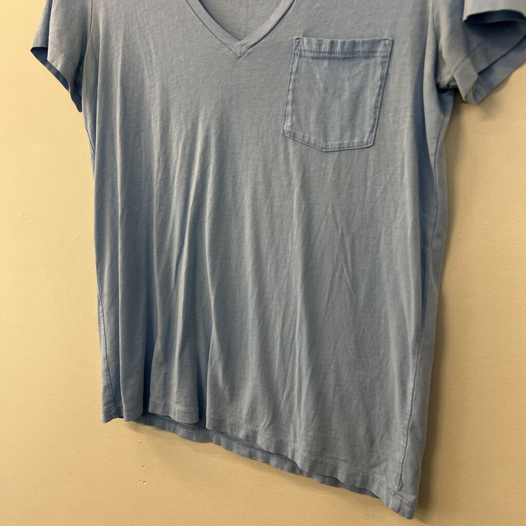 J Crew Blue V Neck Short Sleeve Top Small