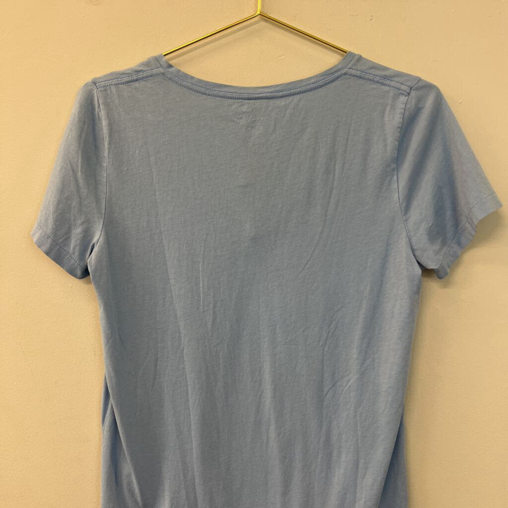 J Crew Blue V Neck Short Sleeve Top Small