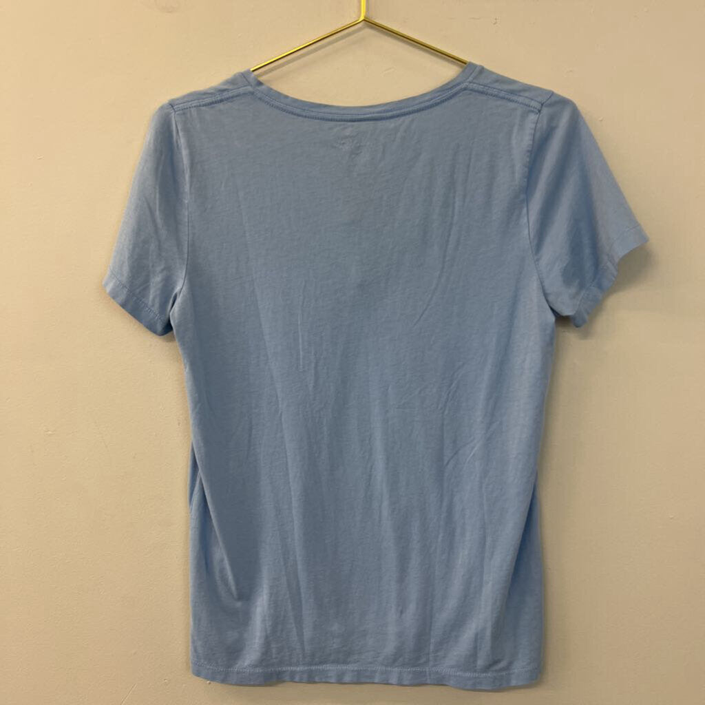 J Crew Blue V Neck Short Sleeve Top Small