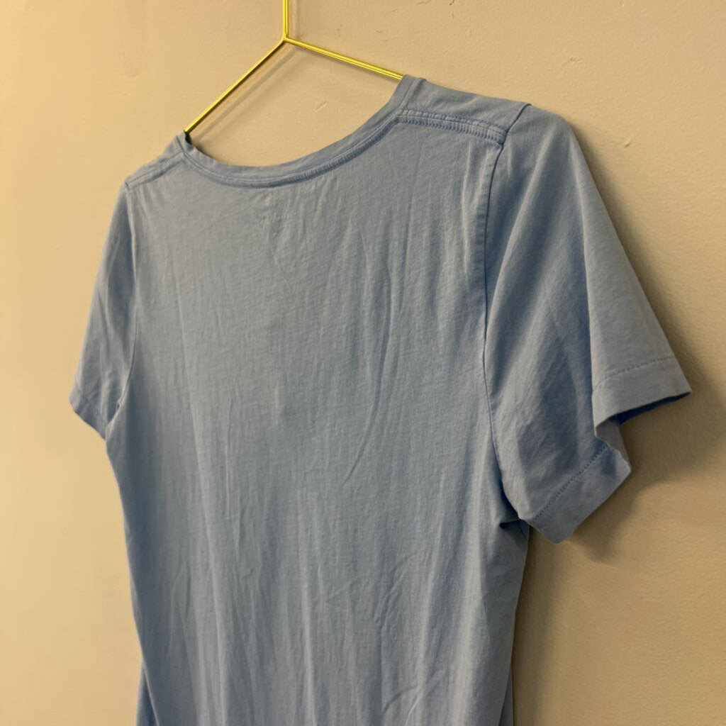 J Crew Blue V Neck Short Sleeve Top Small