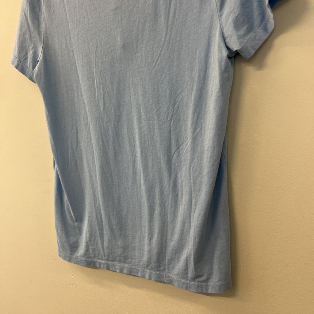 J Crew Blue V Neck Short Sleeve Top Small