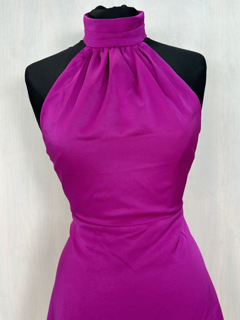 Lulus Hot Pink High Neck Skater Skirt Short Formal Medium