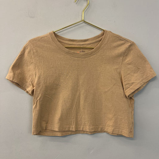 Urban Outfitters Light Brown Cropped Short Sleeve Top Small