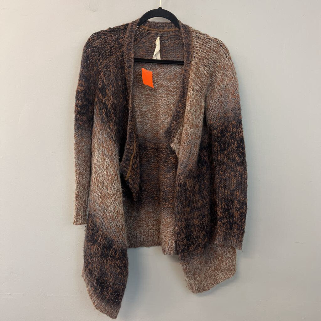 Graham and Spencer Grey/ Brown Knit Open Front Cardigan Sweater Small