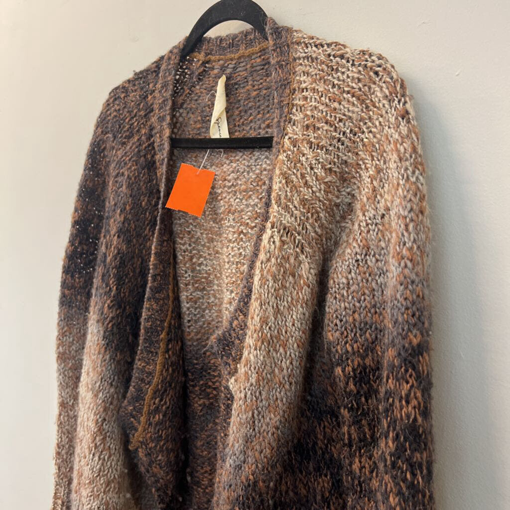 Graham and Spencer Grey/ Brown Knit Open Front Cardigan Sweater Small