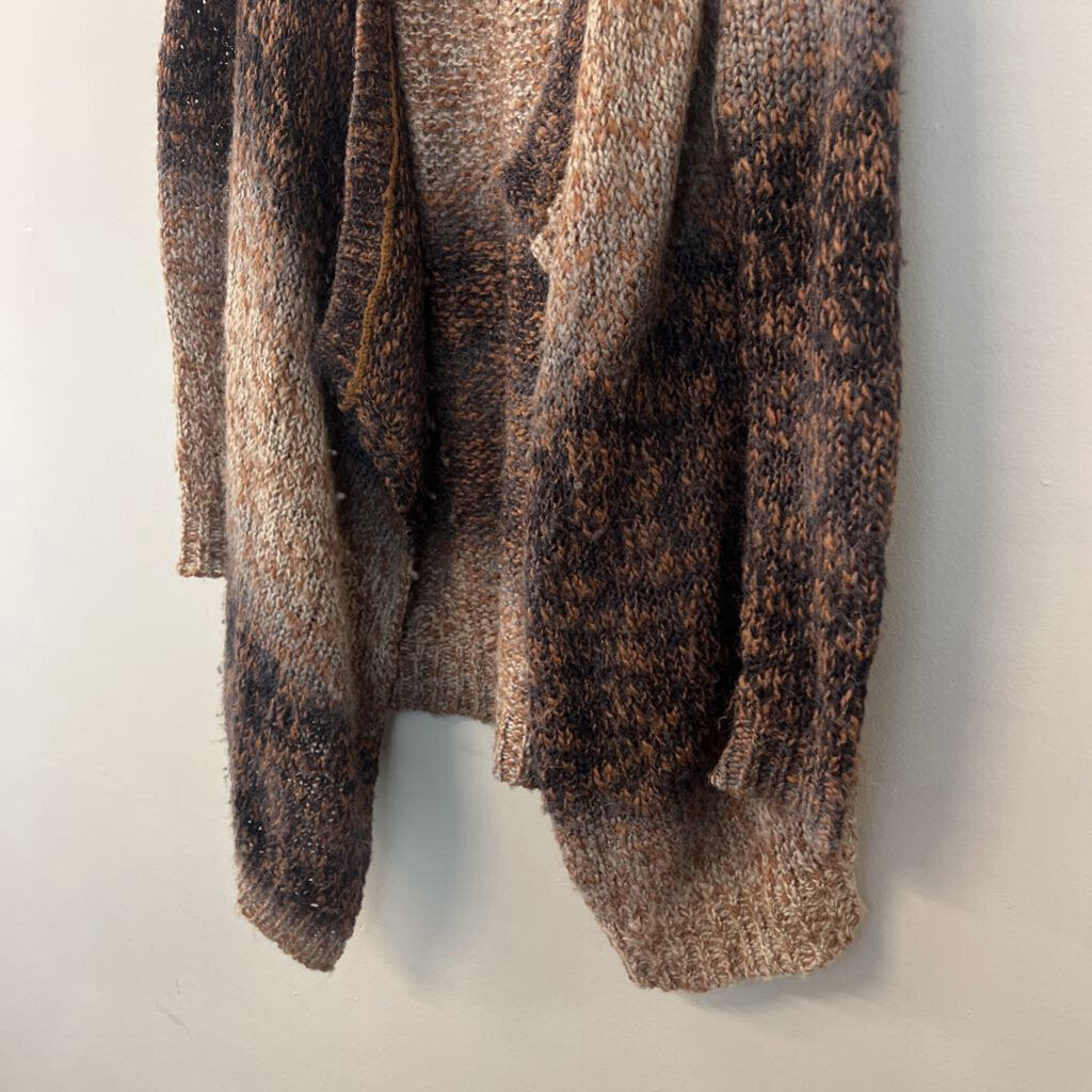 Graham and Spencer Grey/ Brown Knit Open Front Cardigan Sweater Small