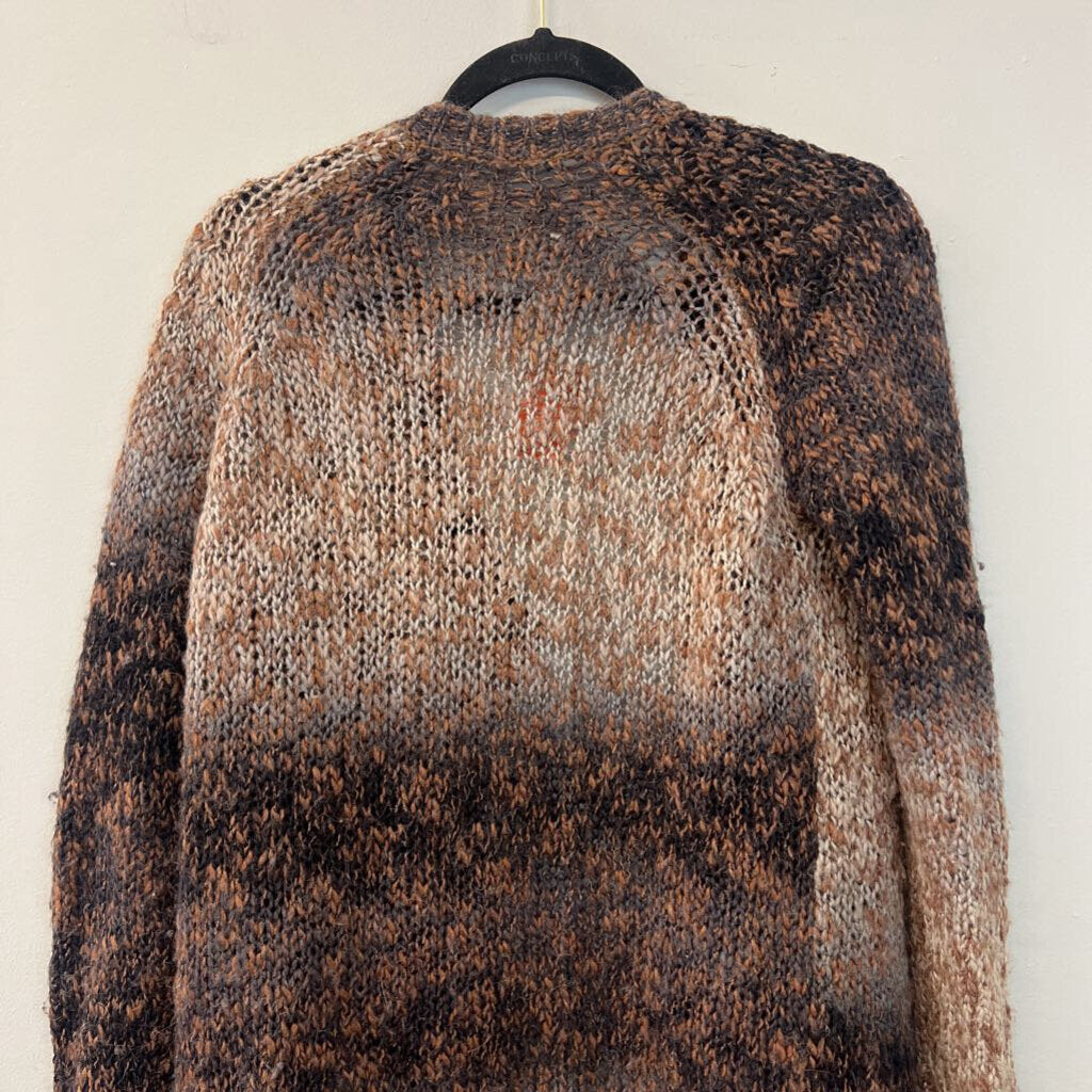 Graham and Spencer Grey/ Brown Knit Open Front Cardigan Sweater Small