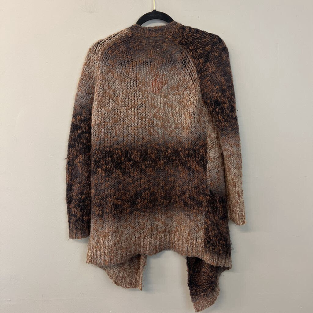 Graham and Spencer Grey/ Brown Knit Open Front Cardigan Sweater Small