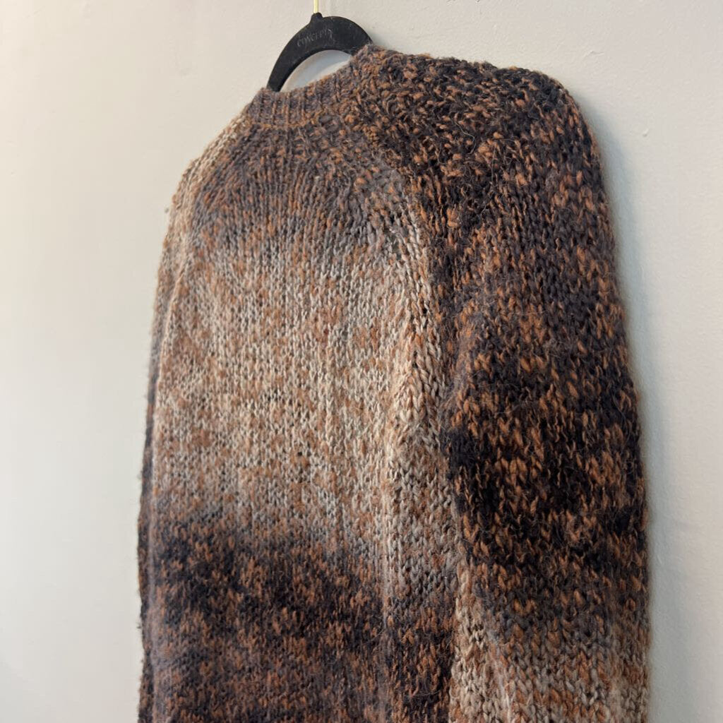 Graham and Spencer Grey/ Brown Knit Open Front Cardigan Sweater Small